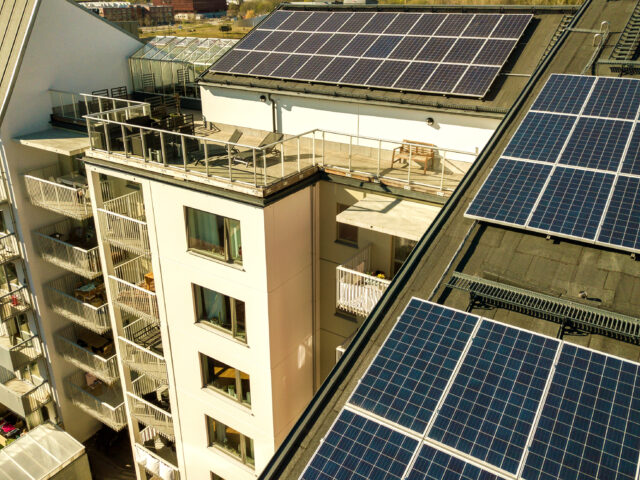 Aerial view of solar photovoltaic panels on a roof 2024 12 06 20 47 51 utc